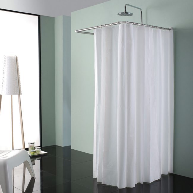 Shower Curtain White Fabric 180x180cm