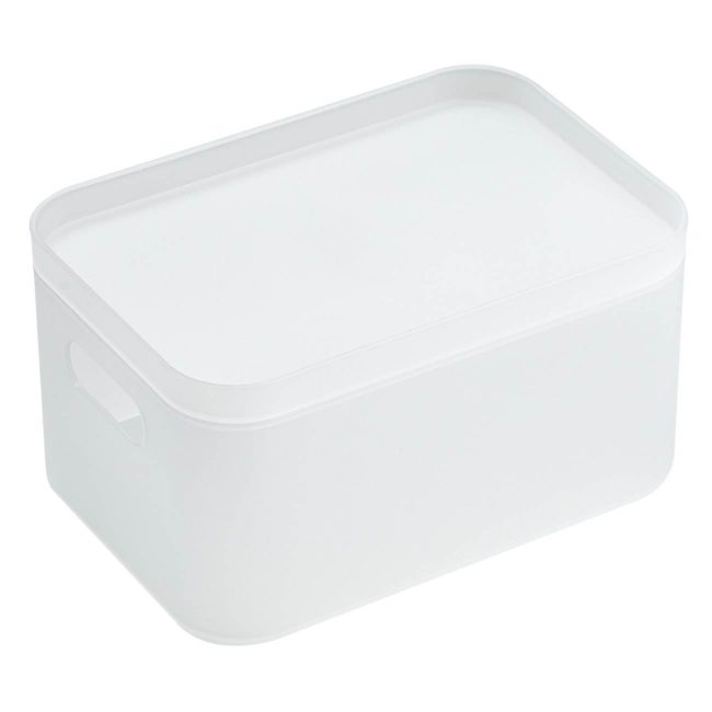 Bath Storage Box With Lid Made of Polypropylene 22.4x15.4x12cm-B