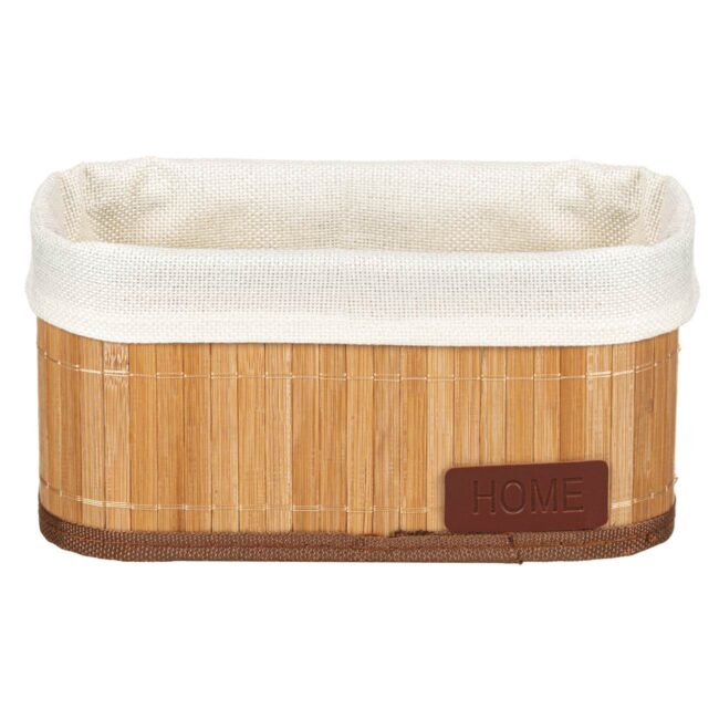 Bathroom Storage Basket Bbamboo Natural Brown Beige 28x18x12cm-A