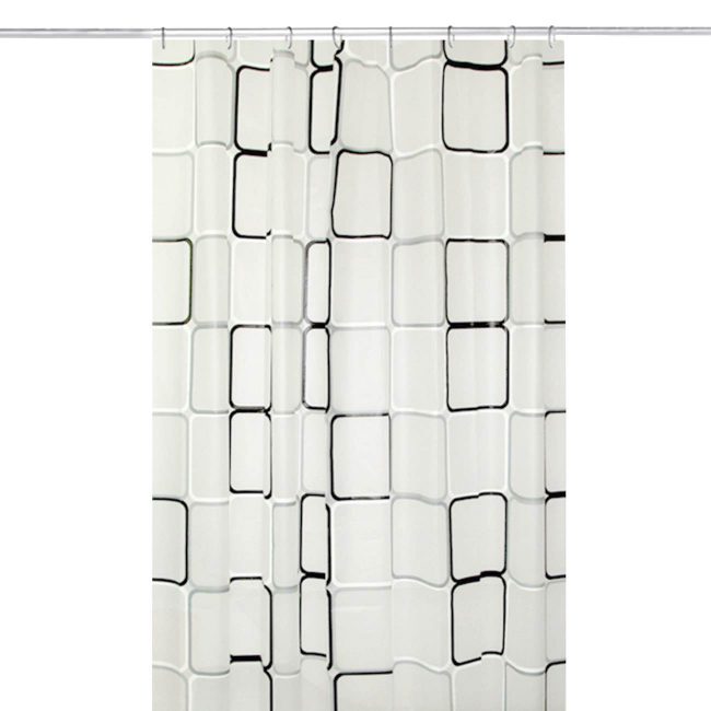 Shower Curtain Translucent With Printed Squares PEVA 180x180cm-B