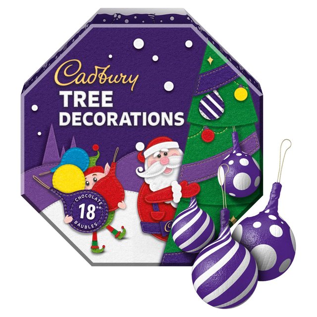 Cadbury Dairy Milk 18 Bauble Shaped Tree Decorations 108g-B