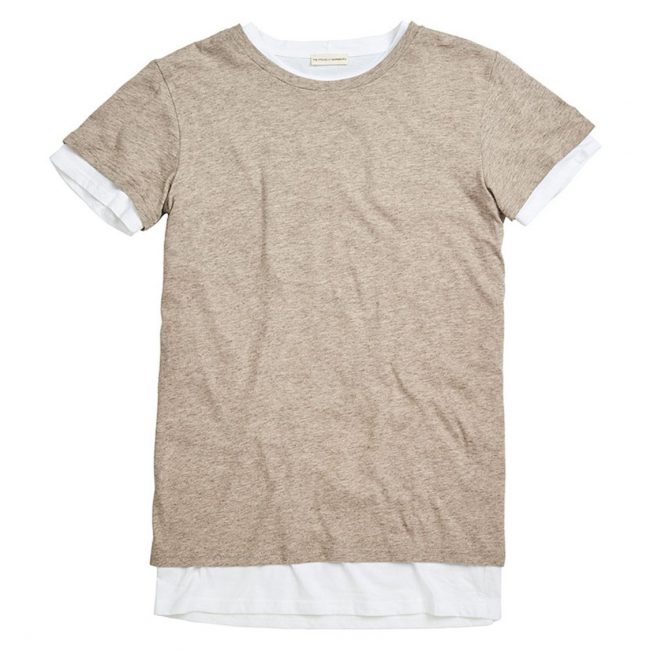 The Project Garments Double Crew Neck Wool Blend Tee Shirt Beige-A