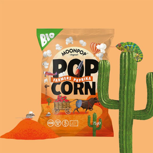 Ποπ Κορν Βιολογικό Με Πάπρικα Χωρίς Γλουτένη και Λακτόζη Moonpop Popcorn Bio Farmers Paprika Gluten-Free Lactose-Free 75g