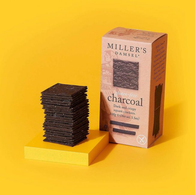 Artisan Biscuits Millers Damsel Charcoal Square Crackers Gluten Free 100g-B