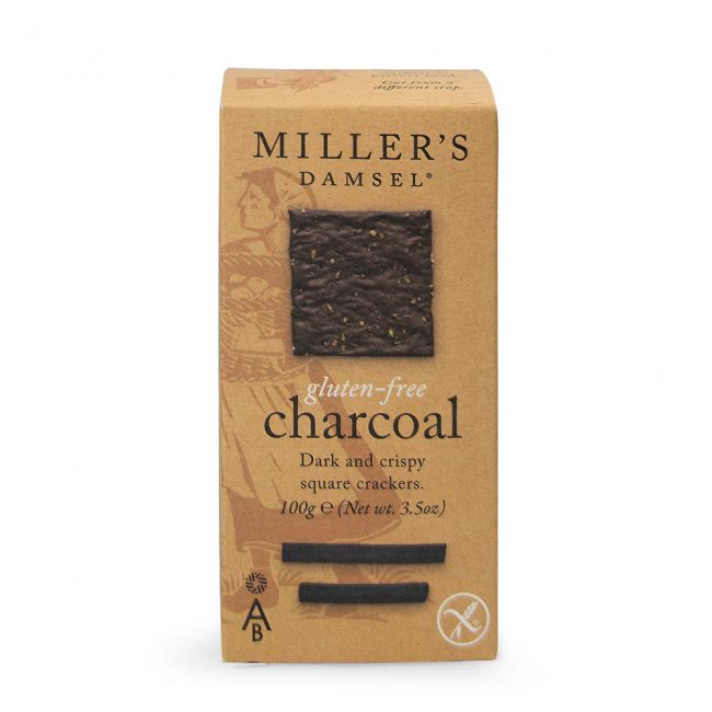 Artisan Biscuits Millers Damsel Charcoal Square Crackers Gluten Free 100g-A