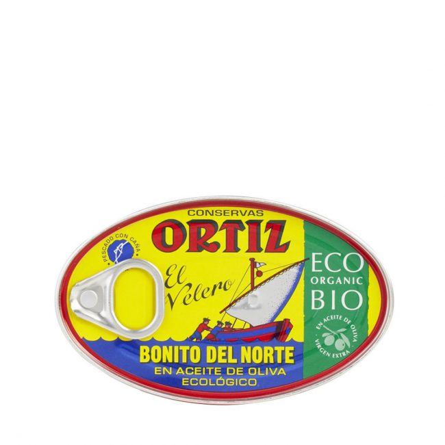 Λευκός Τόνος σε Έξτρα Παρθένο Ελαιόλαδο Bio Ortiz White Tuna in Organic Extra Virgin Olive Oil 112g