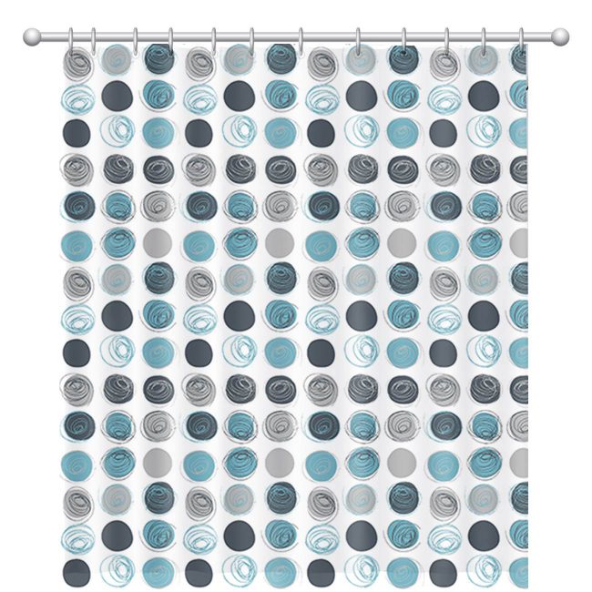 Shower Curtain White With Colorful And Sketched Circles Print 180x180cm-B