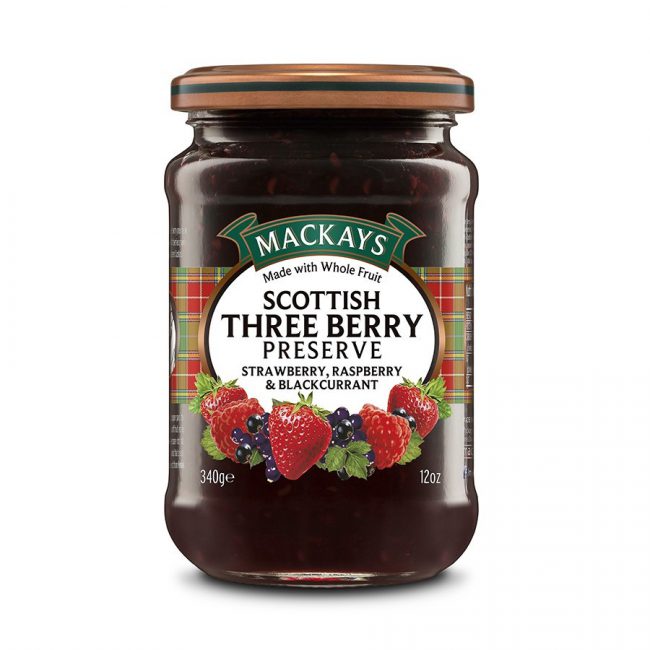 Μαρμελάδα Φράουλα Βατόμουρο Φραγκοστάφυλο Mackays Scottish Three Berry Preserve 340g