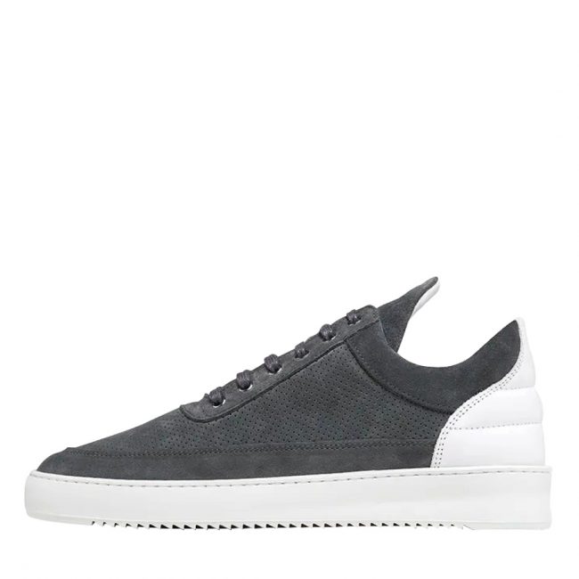 Filling Pieces Low Top Ripple Perforated Dark Grey-A
