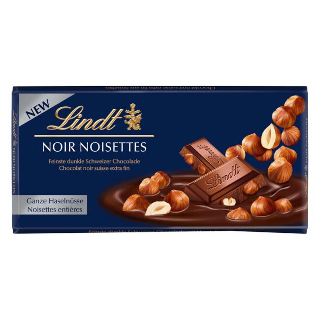 Σοκολάτα Υγείας Με Φουντούκια Lindt Noir Noisettes Swiss Noir Chocolate Extra Fin 100g
