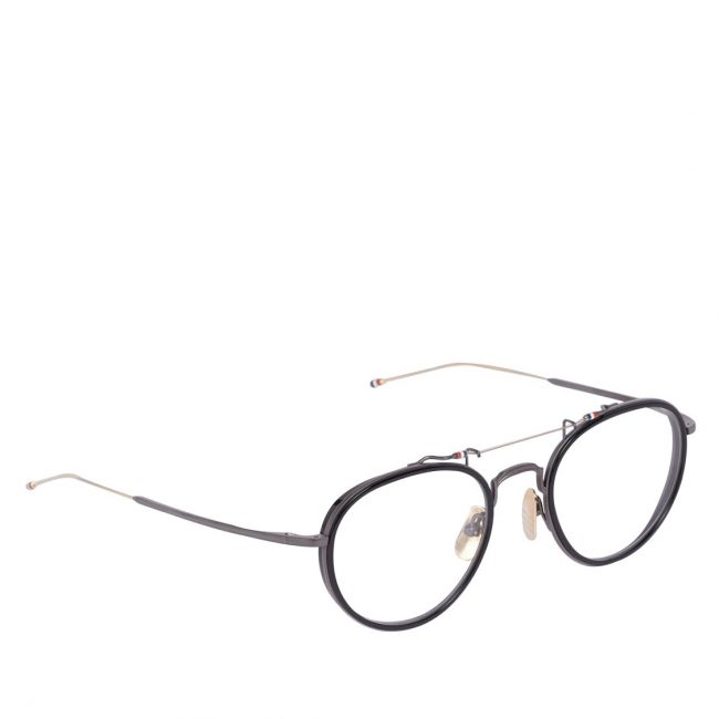Thom Browne Black And Gold Oval Optical Glasses-A