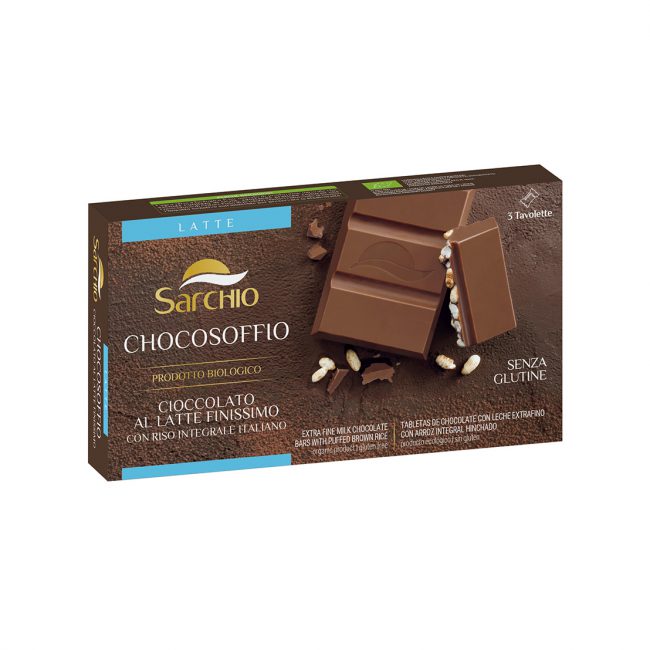 Σοκολάτα με Ρυζογκοφρέτα Sarchio Chocosoffio Milk Chocolate Bio Gluten Free 75g