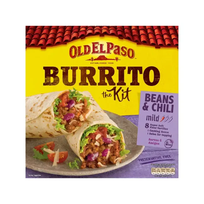 Old El Paso Beans and Chili Burrito Κit 620g
