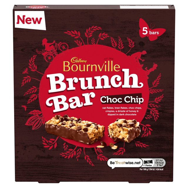 Cadbury Bornville Brunch Bar Choc Chip 5 Bars 160g