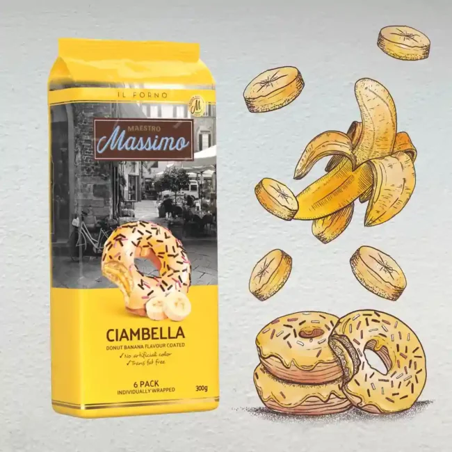 Maestro Massimo Ciambella Banana Flavour Coated Donut 300g