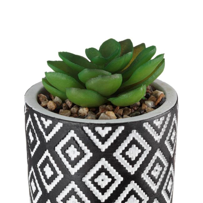 Decorative Ceramic Pot With Wooden Legs And Real Plant 7x14cm-B