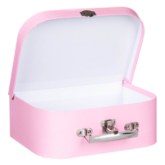 Paper Box For Decoration And Storage In The Shape Of A Suitcase With Unicorns Pink 25x18x9cm-C