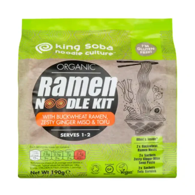 King Soba Organic Ramen Buckwheat Noodle Kit Gluten Free 190g