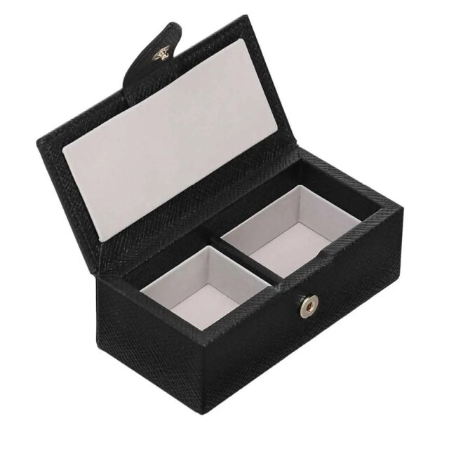 Κουτί Δερμάτινο Για Μανικετόκουμπα Smythson Panama Cross Grain Leather Cufflink Box