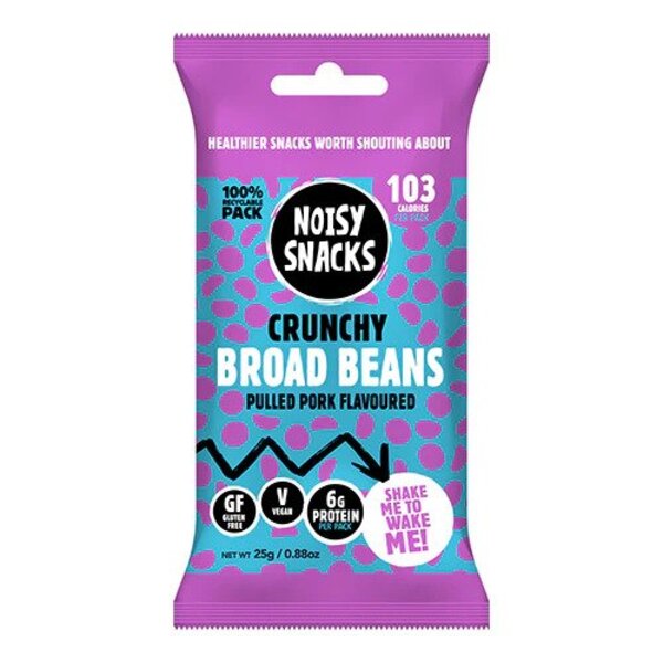 Noisy Snacks Coated Broad Beans Pulled Pork Flavoured 25g-A