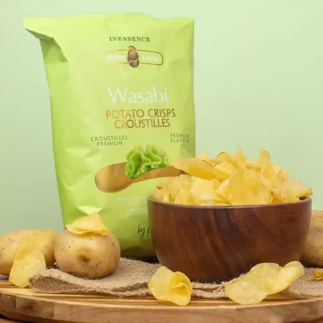 Inessence Golden Crisps Wasabi Premium Flavour Potato Chips 125g