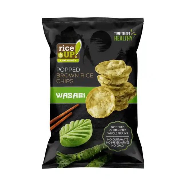Rice Up Popped Brown Rice Chips Wasabi 60g