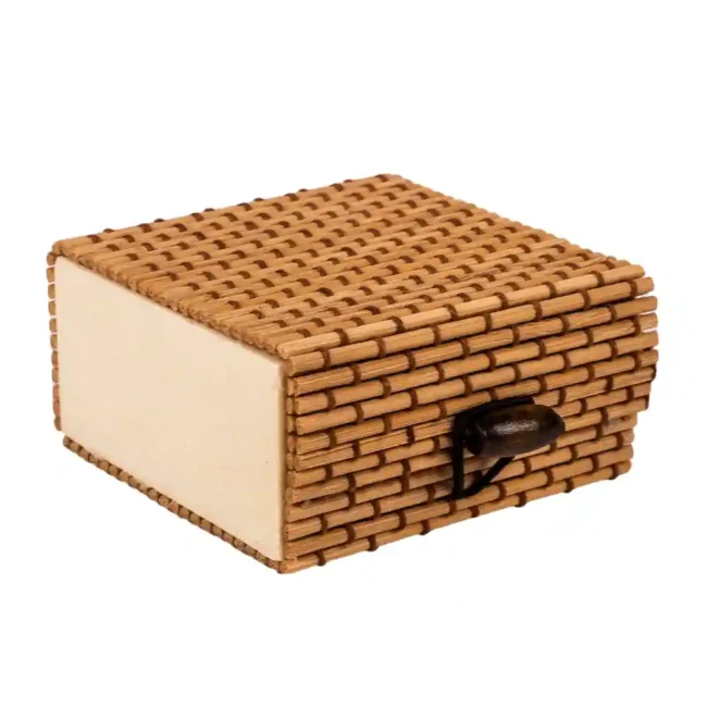 Κουτί Αποθήκευσης Μπαμπού Σκούρο Καφέ 7x7x4cm