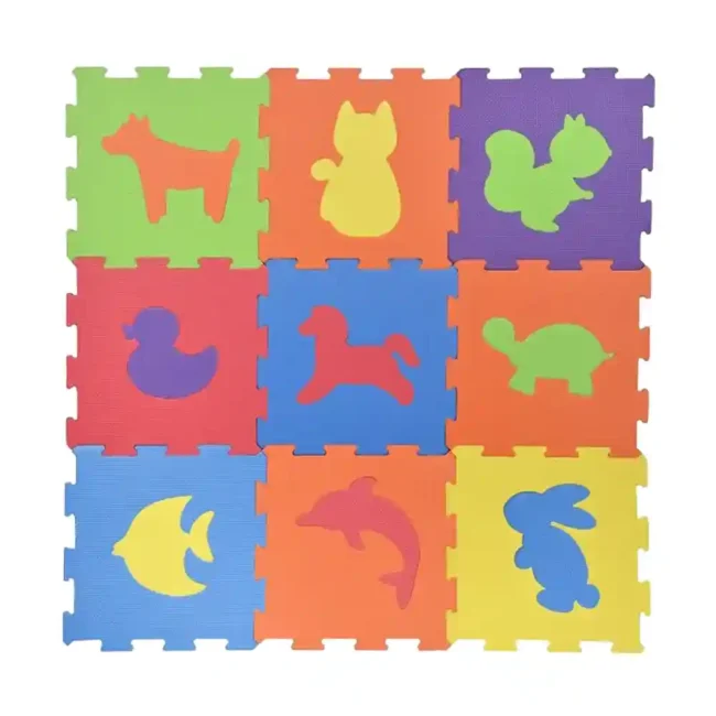 Παιδικό Δάπεδο Ασφαλείας Πολύχρωμα Ζωάκια 9τμχ Eva Foam Puzzle Animals V2 9pcs 31.5x31.5 cm