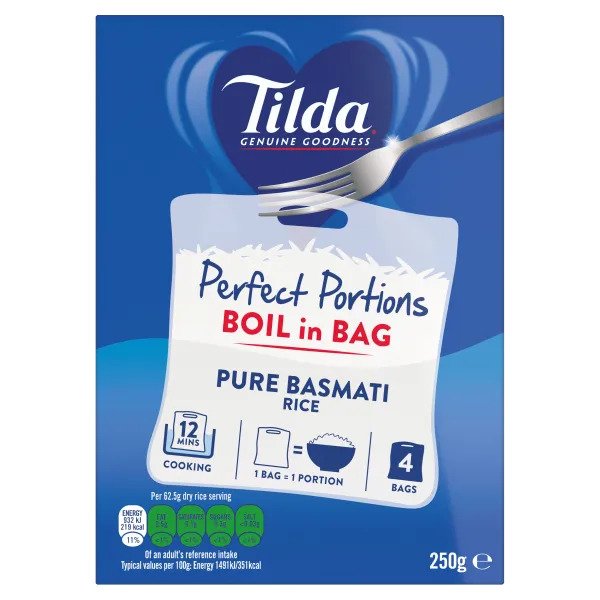 Tilda Pure Basmati Perfect Portions Boil In Bag 250g