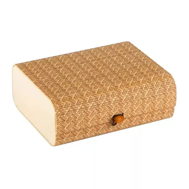 Κουτί Αποθήκευσης Μπαμπού Καφέ Ψαροκόκαλο 18.5×14.5x7cm