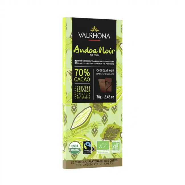 Valrhona Andoa Noir Organic Dark Chocolate 70g