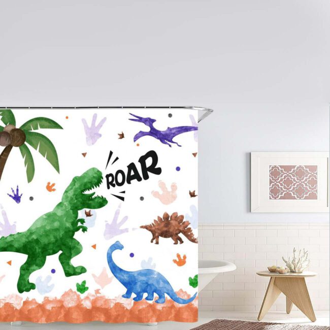 Shower Curtain PEVA With Dinosaurs Print 180x180cm