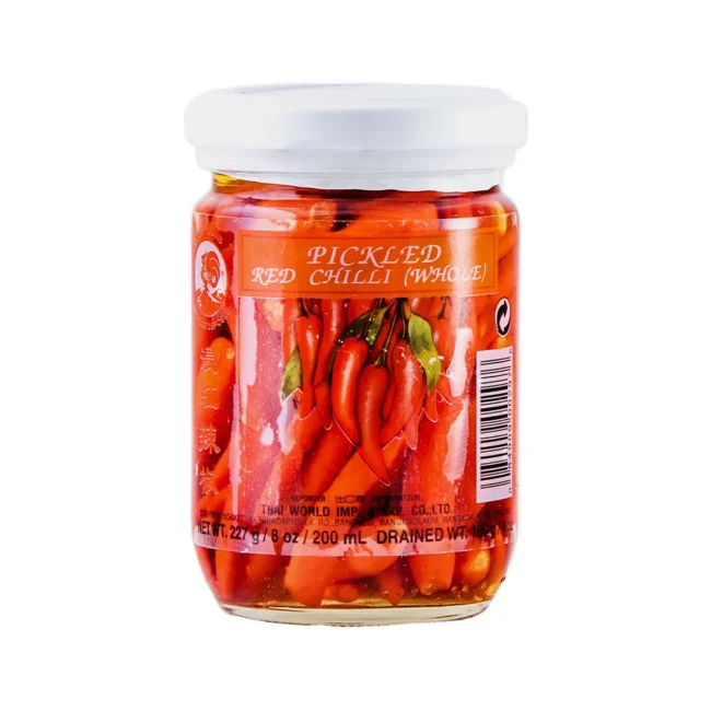 Καυτερές Κόκκινες Πιπεριές Τουρσί Cock Pickled Whole Red Chili Peppers 227g