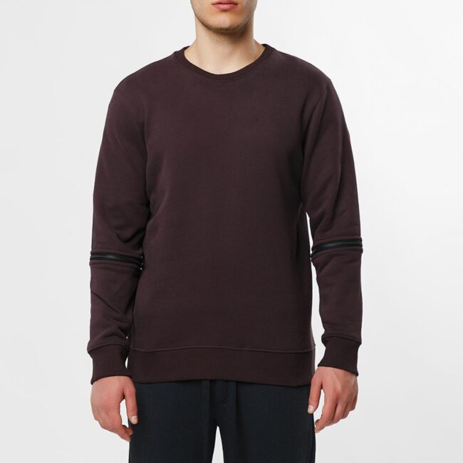 Ανδρική Μπλούζα με Αποσπώμενα Μανίκια The Project Garments Detachable Sleeves Organic Cotton Crew Neck Sweatshirt Burgundy