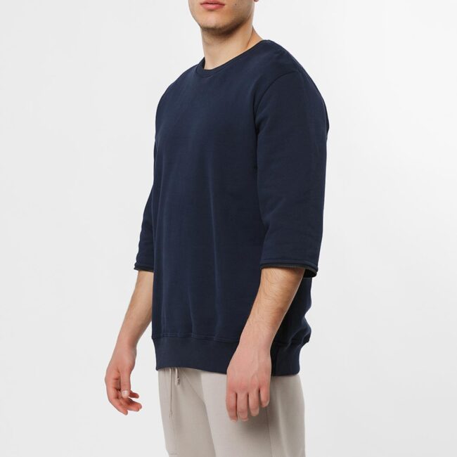 Ανδρική Μπλούζα με Αποσπώμενα Μανίκια The Project Garments Detachable Sleeves Organic Cotton Crew Neck Sweatshirt Navy