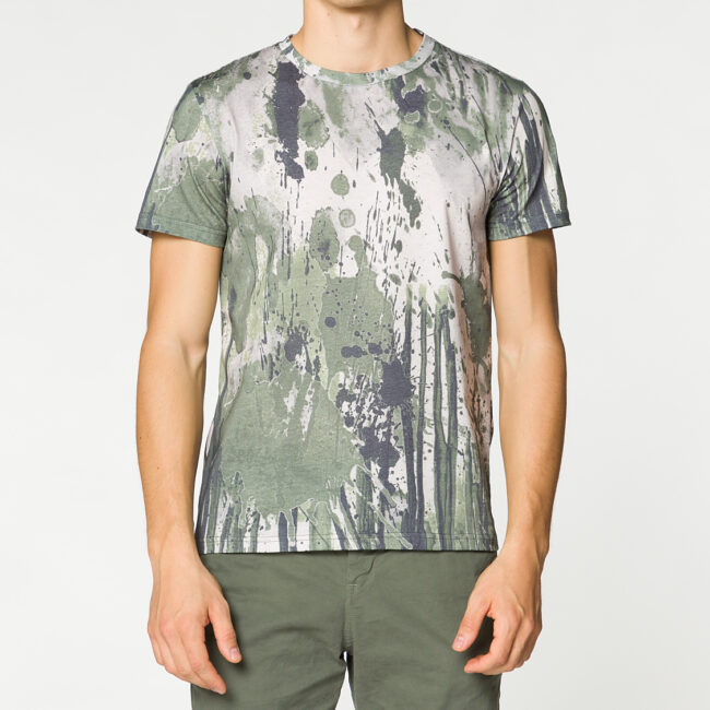 Ανδρική Μπλούζα The Project Garments Crew Neck Cotton Digital Print T-shirt Khaki