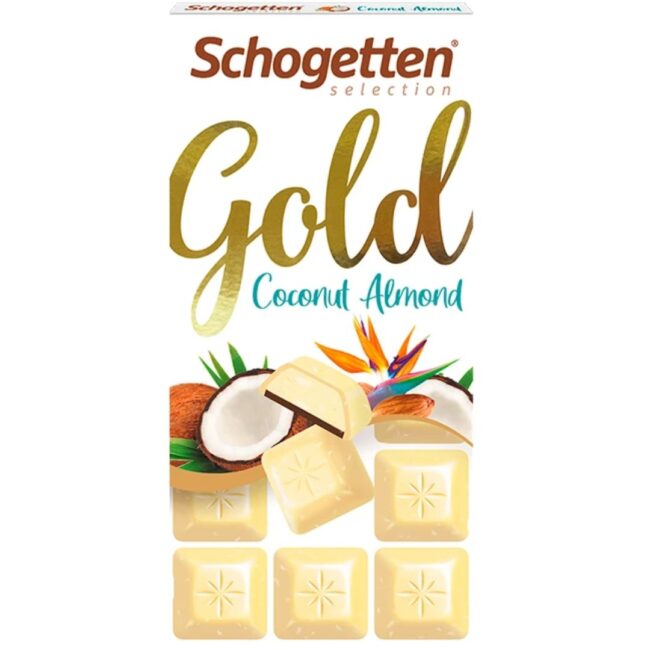 Schogetten Gold Wihte Chocolate With Coconut And Almond 100g-A