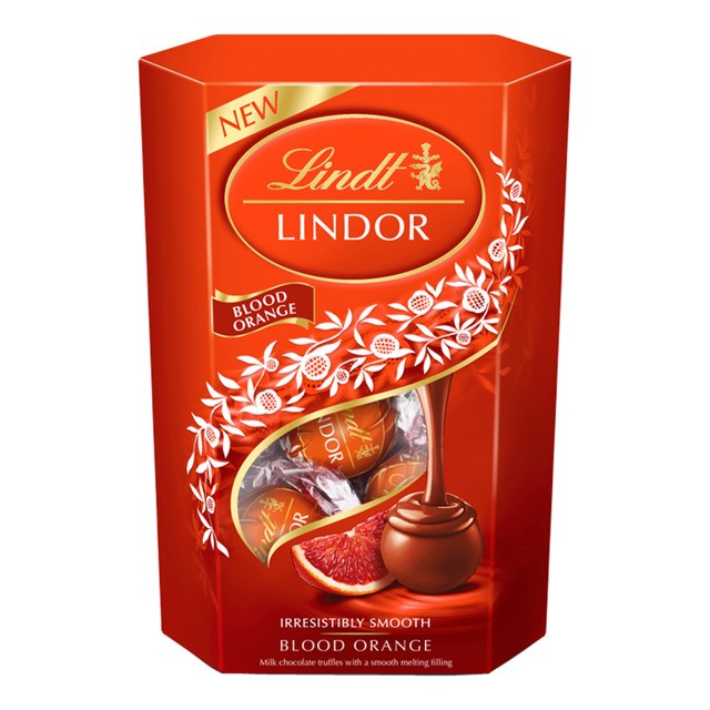 Σοκολατάκια Γάλακτος Με Γέμιση Σαγκουίνι Lindt Lindor Blood Orange Milk Chocolate Truffles Box 200g