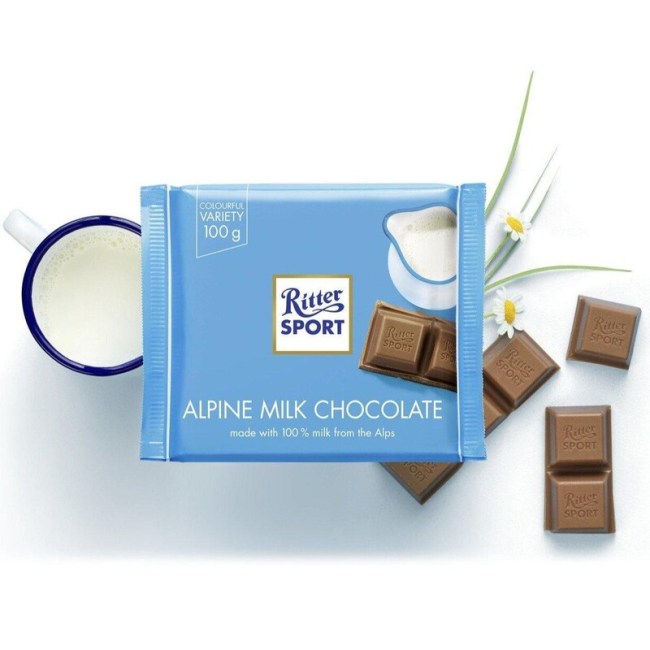 Σοκολάτα Γάλακτος Από Γάλα Άλπεων Ritter Sport Alpine Milk Chocolate 100g