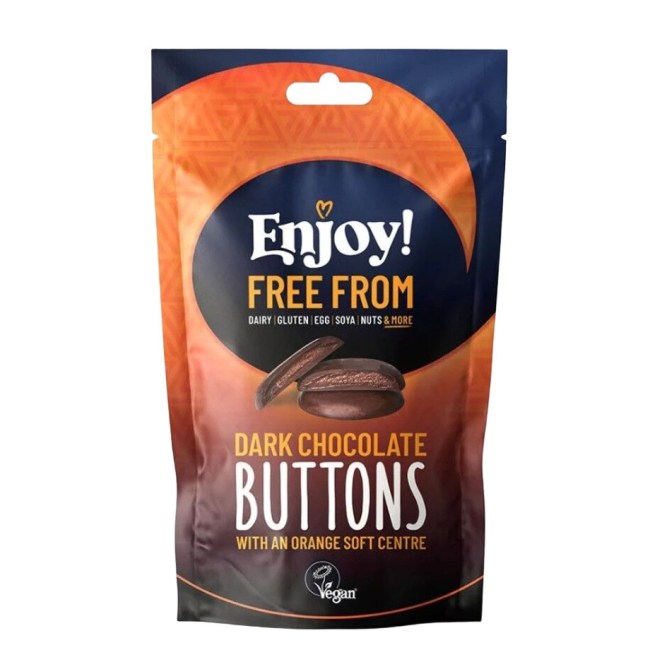Σοκολατάκια Με Πορτοκάλι Enjoy Raw Chocolate Orange Soft Centre Dark Chocolate Buttons 100g