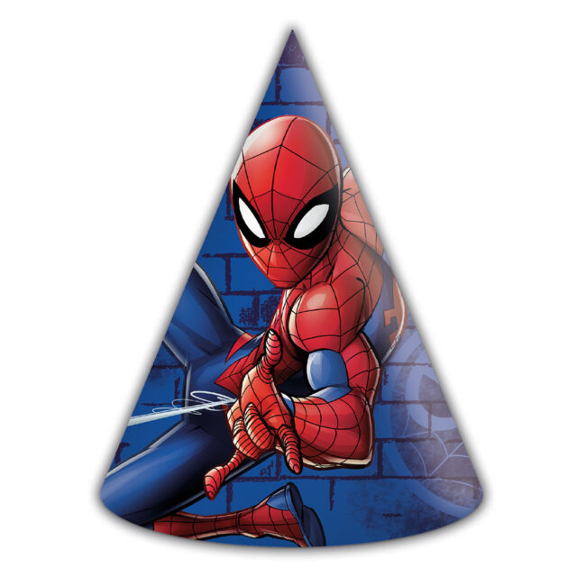 Spiderman Paper Cone Hats For Childrens Party 6pcs-A