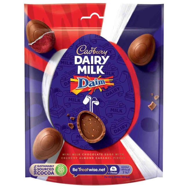 Σοκολατένιο Πασχαλινό Αυγό Cadbury Dairy Milk Mini Daim Chocolate Eggs Bag 77g
