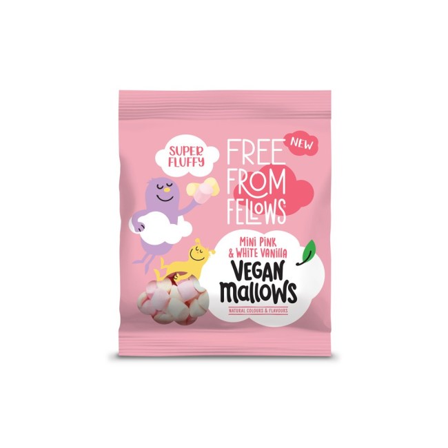 Free From Fellows Mini Pink And White Vanilla Vegan Mallows 105g-A