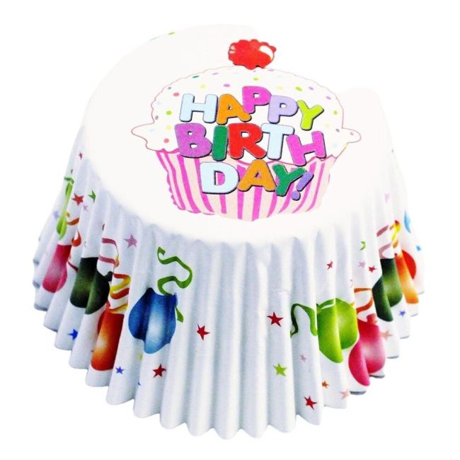Φορμάκια Χάρτινα Για Καπκέικ Μπαλόνια PME Cupcake Cases Foil Lined Happy Birthday Balloons 30pcs