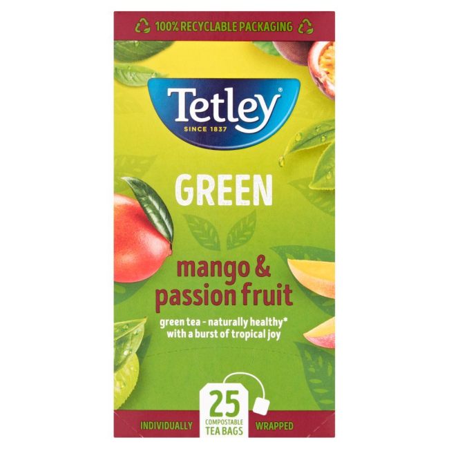 Tetley Green Tea Mango And Passion Fruit 25 Tea Bags 50g-A