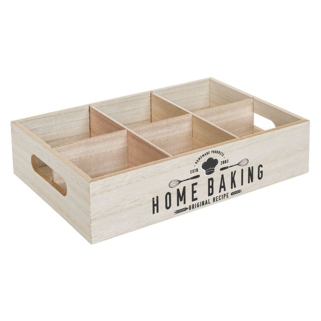Κουτί Οργάνωσης Ξύλινο 6 Θέσεων Καφέ Home Baking 26.5x18.5x6.5cm